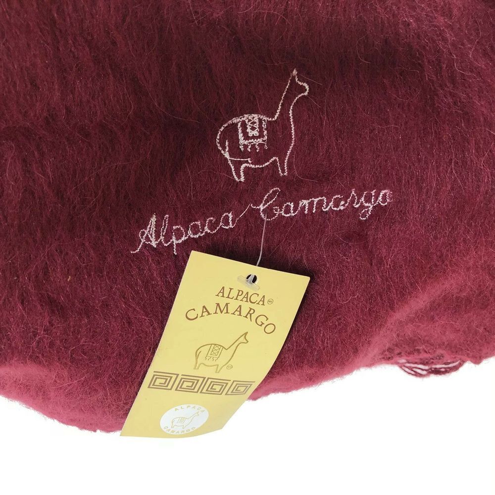 Alpaca CAMARGO Burgundy Fringe Scarf Made In Peru NEW!! - Picture 2 of 2
